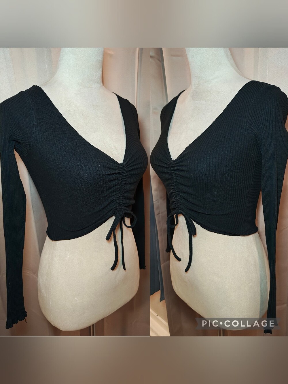 🖤Princess Polly Pinch Me Ribbed & Ruched Crop Top🖤 - Picture 2 of 6